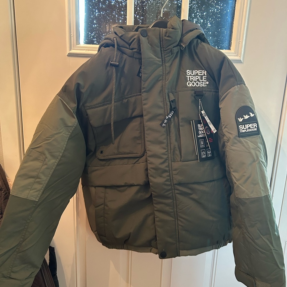 Super Triple Goose Olive Puffer Jacket